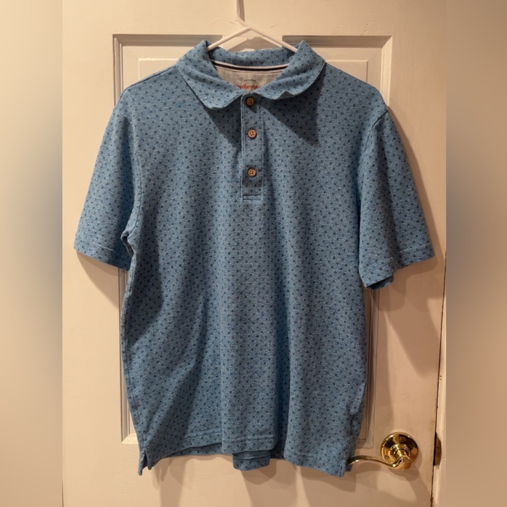 Weatherproof Vintage Men’s Medium Baby Blue Patterned Polo